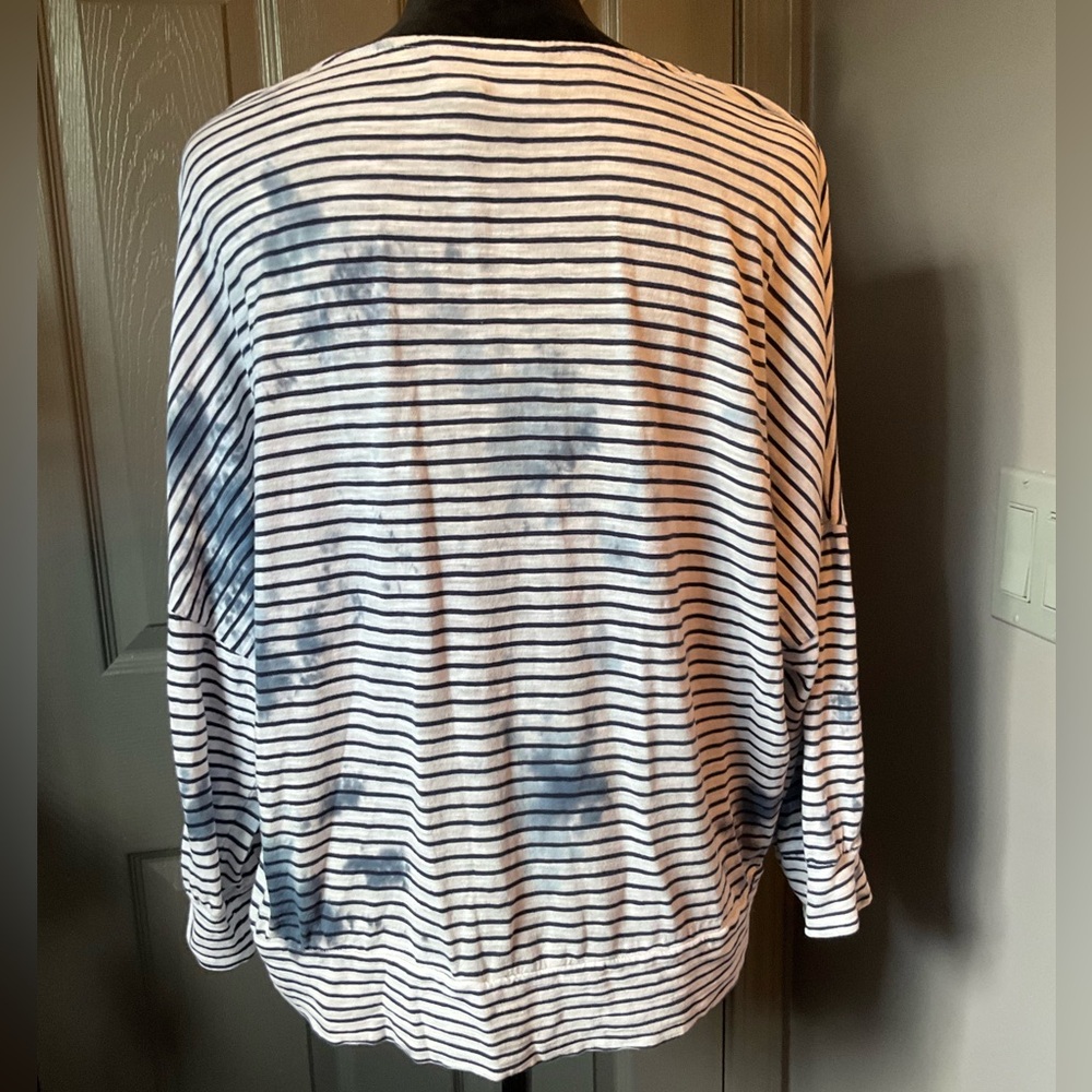 Anthropologie Saturday Sunday med black & white horizontal stripes tye dye - Picture 3 of 3